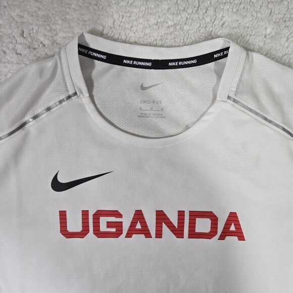 Nike Pro Elite Mens Medium Uganda Team Issued Running White T-Shirt CU8875-100 - Picture 2 of 6
